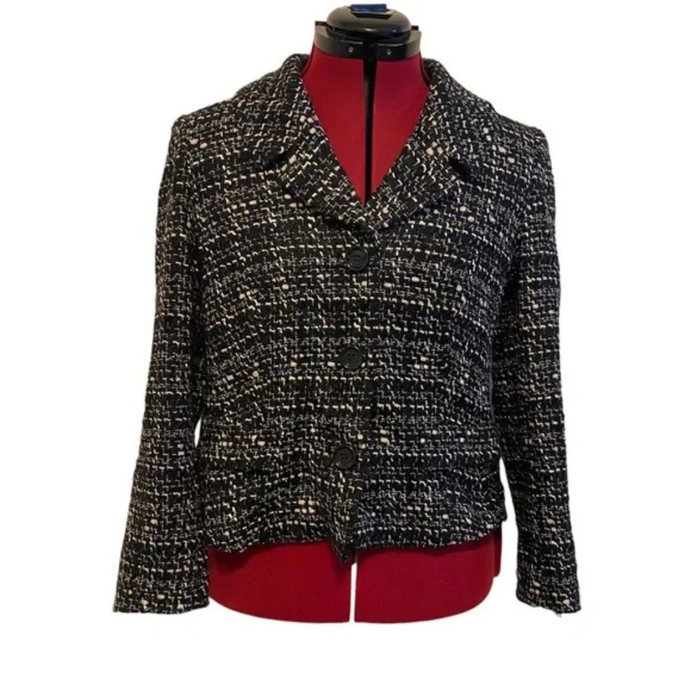 Lafayette 148 New York black and white tweed boucle jacket blazer